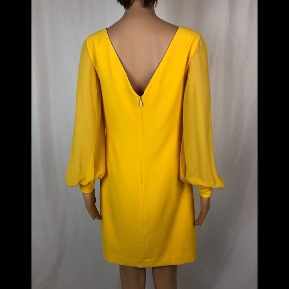 Trina Turk Yellow Puff Sleeve Sheath Dress - Picture 12 of 16